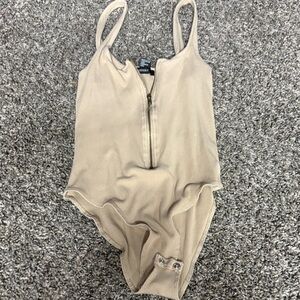 Forever 21 Tan Ribbed Bodysuit